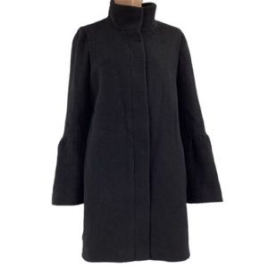 Loft Black Wool Coat with Bell Sleeves